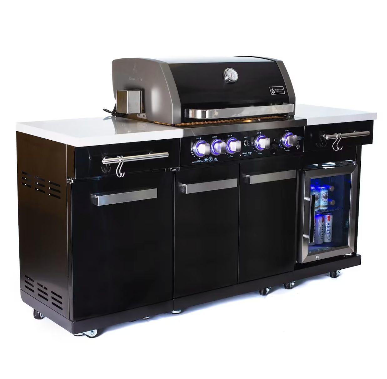 Mont Alpi 957 Propane Island W/ Compact Refrigerator, Infrared Rear Burner & Rotisserie Kit - MA-957FC