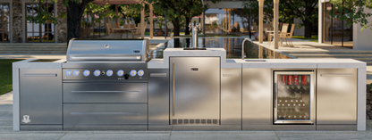 Mont Alpi 805 Deluxe BBQ Grill Island with Kegerator & Beverage Center - MAi805-DKEGBEV