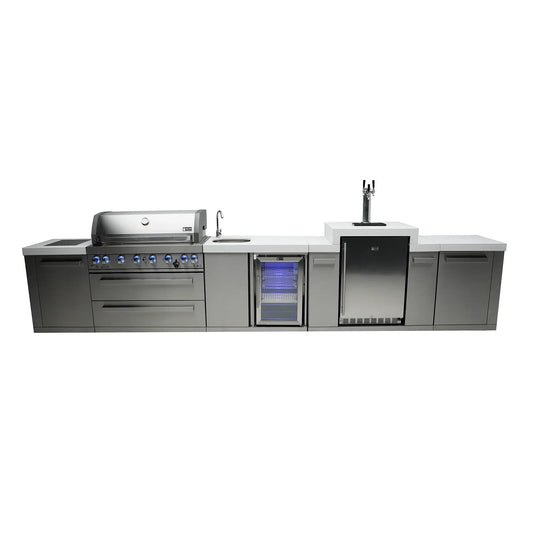 Mont Alpi 805 BBQ Grill Island with Kegerator & Beverage Center - MAi805-KEGBEV - 180''